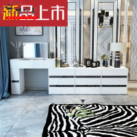 苏宁放心购梳妆台现代简约卧室翻盖梳妆台电视柜电脑桌组合多功能烤漆小户型黑白化妆桌简约新款