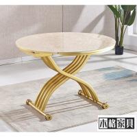 苏宁放心购小户型升降茶几餐桌两用简约现代多功能折叠伸缩圆形钢化玻璃茶桌 120八腿富贵金 整装简约新款