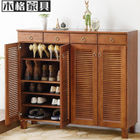 苏宁放心购 进鞋柜实木多层换鞋实木四简约现代厅柜储物柜大容量方腿棕色简约新款