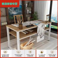 苏宁好货书法桌书画桌毛笔专用写字台双层简易书桌办公桌培训绘画桌电脑桌简约新款