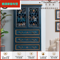 苏宁放心购美式欧式家具乡村复古手绘实木酒柜防古大容量储物柜书柜桌边柜简约新款