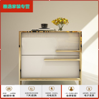 苏宁放心购现代简约床头柜卧室轻奢床柜黑白色亮光镀金不锈钢烤漆储物收纳柜简约新款