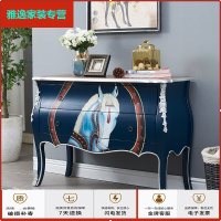 苏宁放心购美式斗柜收纳柜彩绘五斗柜装饰柜简约玄关柜轻奢餐边柜实木储物柜简约新款