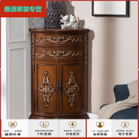 苏宁放心购美式乡村实木手绘复古做旧墙角柜三角储物柜置物架客厅卧室转角柜简约新款