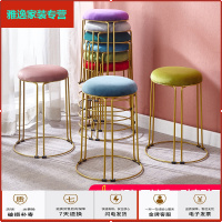 苏宁放心购北欧凳子家用轻奢钢筋凳简约网红布艺加厚高圆凳时尚金色餐桌板凳简约新款