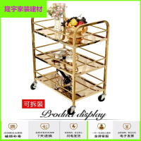 家具好货新款可移动餐车收碗车轻小大轮推货院不锈钢秋季向轮歺厅收碗车 三层全钛酒水车 官方标配放心购