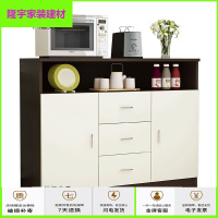 家具好货餐边柜简约现代家用碗柜小厨房放碗柜子多用途橱柜可移动木质边柜 黑色 黑胡桃色两三抽 双放心购