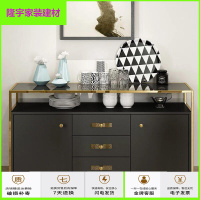 家装好货不锈钢烤漆餐边柜 简易钛合金橱柜子 多功能储物柜家用家具 黑色 150x40x80cm放心购