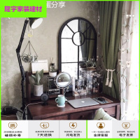 苏宁放心购美式复古铁艺半身镜化妆镜梳妆台面镜 卧室镜 台式镜小户型壁挂镜 60*100金色带镜片 其他简约新款