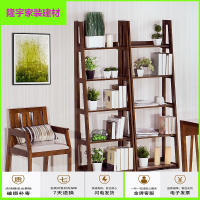 苏宁放心购实木书架置物架落地花架杂志架办公自由组合梯型展示架家用储物架简约新款