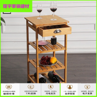 苏宁放心购厨房楠竹多层置物架角架带轮可移动小推车调味收纳架日式简约新款