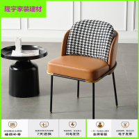 苏宁放心购工业风铁艺咖啡厅洽谈餐厅椅子北欧轻奢客厅皮餐椅现代简约家用椅简约新款