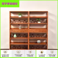 苏宁放心购六层书架货架展示架茶叶架博古架实木中式仿古榆木茶架摆件架简约新款