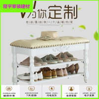 苏宁放心购欧式实木换鞋凳鞋柜家用储物凳口可坐鞋架收纳白色两层架子简约新款