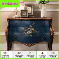 苏宁放心购欧式实木玄关柜美式3斗柜地中海彩绘玄关台装饰柜储物柜家具简约新款