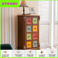 苏宁放心购欧式收纳斗柜实木美式床头柜抽屉柜储物柜彩绘卧室柜子三四五斗柜简约新款