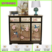 苏宁放心购现代美式装饰柜储物柜收纳彩绘银箔进玄关柜柜子储物柜入户鞋柜简约新款