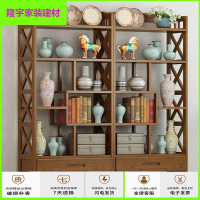 苏宁放心购博古架实木中式书架置物架古董架多宝阁茶叶架茶具柜办公室红酒架简约新款