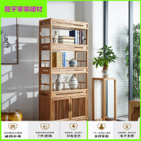 苏宁放心购老榆木书架新中式展示柜实木茶具柜博古架茶叶储物柜多宝阁博古架简约新款