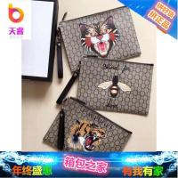 酷奇/古池男士小蜜蜂真皮长款钱包同款女士gucci886手拿包手抓包