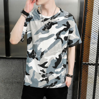 公牛欢腾2020短袖T恤男生夏季圆领迷彩潮流半袖体恤衫夏装男士韩版潮牌打底衫