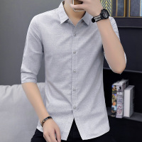 公牛欢腾2020夏季短袖衬衫男士休闲帅气五分中袖衬衣韩版修身潮流寸衣男装外套