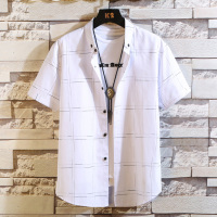 公牛欢腾2020夏季青少年短袖衬衫男潮流薄款学生格子寸衫潮牌男装外套半袖衬衫