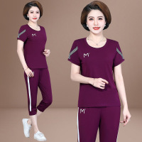 公牛欢腾2020妈妈夏装40岁50中老年运动服套装女中年人时尚减龄洋气大码两件套