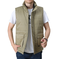 公牛欢腾2020冬季防寒水洗纯棉宽松马甲男时尚休闲立领加绒加厚保暖马夹