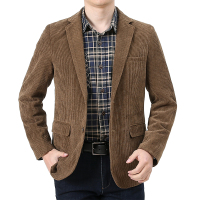 公牛欢腾2020男士灯芯绒大码宽松西服男装时尚商务正装多袋西装男外套潮