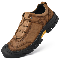 公牛欢腾2020真皮户外休闲鞋男士皮鞋男轻便透气运动防滑徒步登山鞋