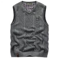 公牛欢腾时尚大码V领宽松马甲男2020秋季水洗纯棉针织背心男潮