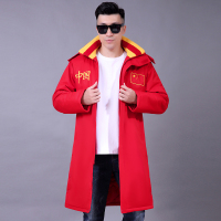 公牛欢腾2020中老年男防风大衣爸爸加厚外套爷爷保暖中年可拆卸连帽中长款棉衣