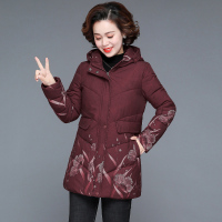 公牛欢腾2020妈妈冬装2020新款40岁50中老年加厚羽绒棉服中年女连帽中长款棉袄