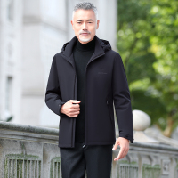 公牛欢腾2020爸爸冬装外套中年羽绒服男士带帽棉袄中老年加绒加厚保暖外套上衣
