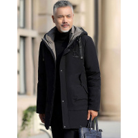 公牛欢腾2020冬季新款中老年休闲连帽中长款棉衣爸爸装宽松厚实保暖外套男