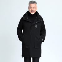 公牛欢腾2020中老年羽绒服爸爸装冬季2020新款连帽中长款时尚保暖棉衣父亲宽松