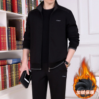 公牛欢腾2020中老年男士三件套加绒加厚秋冬季运动套装爸爸休闲保暖运动服冬装