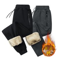 公牛欢腾2021男士加绒裤运动长裤秋冬季保暖羊羔绒卫裤宽松加肥加大码休闲裤男