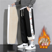 公牛欢腾2021羊羔绒裤子男冬季加绒加厚韩版潮流宽松大码潮牌ins休闲运动卫裤