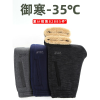 公牛欢腾2021冬季羊羔绒加绒加厚运动裤男中老年加肥加大休闲裤宽松大码卫裤子