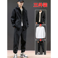 公牛欢腾2021休闲套装男士韩版潮流春秋季青少年运动衣服男一套装搭配帅气