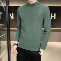 公牛欢腾2021长袖T恤男士德绒中半高领秋冬季纯色打底衫秋衣内搭加绒男装上衣