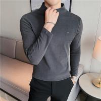 公牛欢腾2021磨毛德绒长袖T恤秋冬季加绒加厚秋衣中小半高领保暖上衣打底衫男