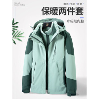 公牛欢腾2021冲锋衣女冬季加绒加厚三合一可拆卸防风外套两件套保暖登山服男