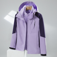 公牛欢腾2021冲锋衣女大码冬季加绒加厚三合一两件套可拆卸防风防水登山服外套