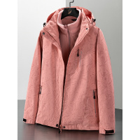 公牛欢腾2021户外冲锋衣女三合一可拆卸冬季加绒加厚防风防水大码加肥加大外套