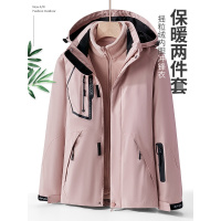 公牛欢腾2021热封全压胶冲锋衣女三合一可拆卸冬季加绒加厚登山服防风外套男