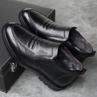 公牛欢腾2021棉鞋男士冬季真皮羊毛加厚中老年保暖鞋子加绒高帮防滑商务棉皮鞋