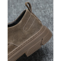 公牛欢腾2021潮男休闲皮鞋秋冬鞋子英伦布洛克男鞋加绒新款复古翻毛皮潮鞋